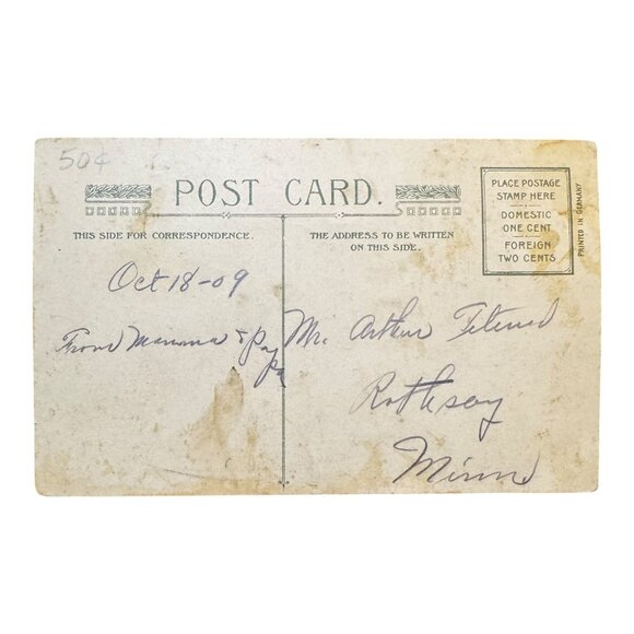 Antique 1909 Birthday Postcard With Red Poppies Printed in Germany Rothsay MN - Picture 2 of 2